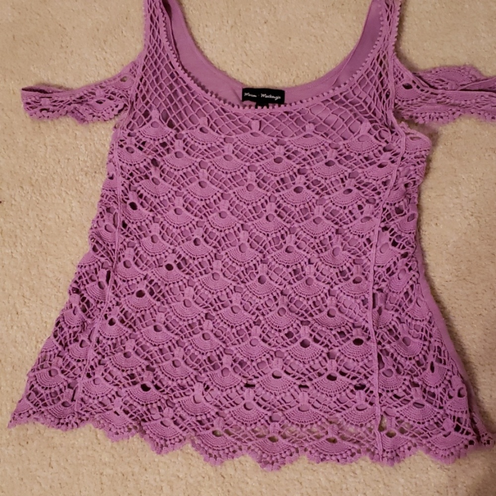 Lavender off the shoulder lace top